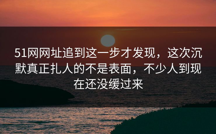 51网网址追到这一步才发现，这次沉默真正扎人的不是表面，不少人到现在还没缓过来