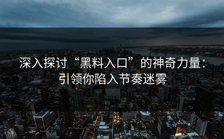 深入探讨“黑料入口”的神奇力量：引领你陷入节奏迷雾